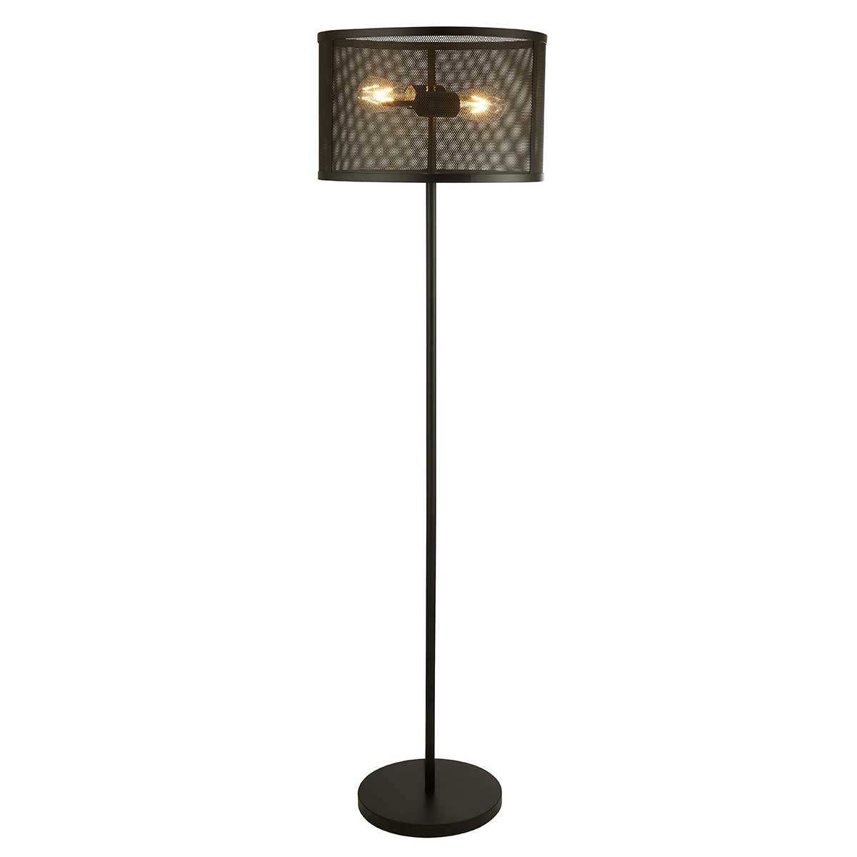 Fishnet 2 Light Mesh Drum Floor Lamp Standard Matt Black