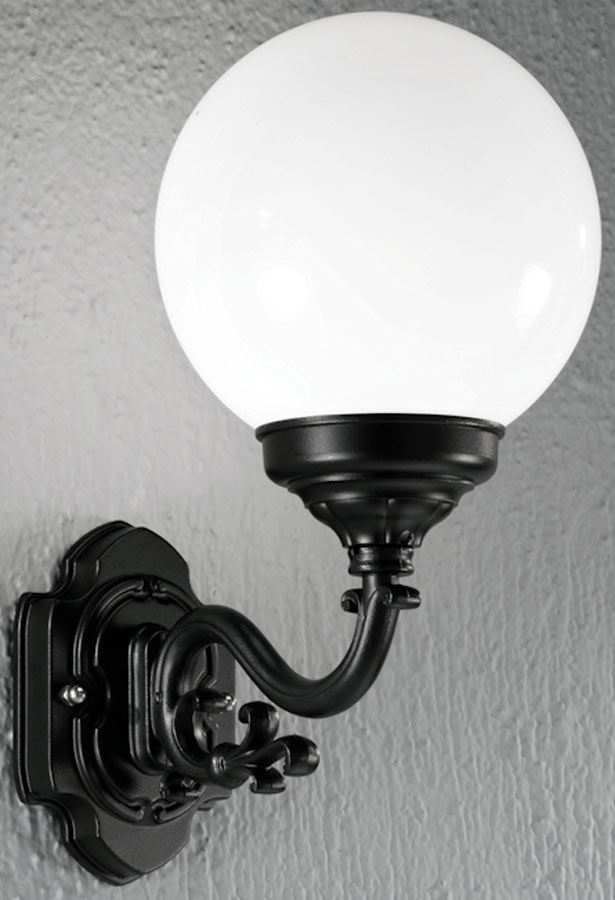 Black Opal White Globe Ip43, Globe Outdoor Wall Light