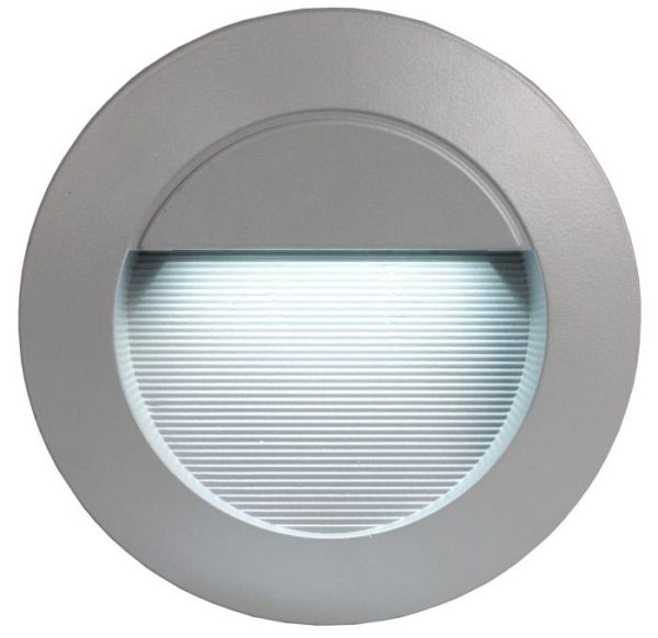 Zimba Low Light LED Silver Round Recessed Outdoor Brick Light IP65