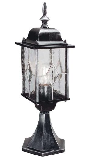 Elstead Wexford traditional outdoor post top lantern in black & silver finish