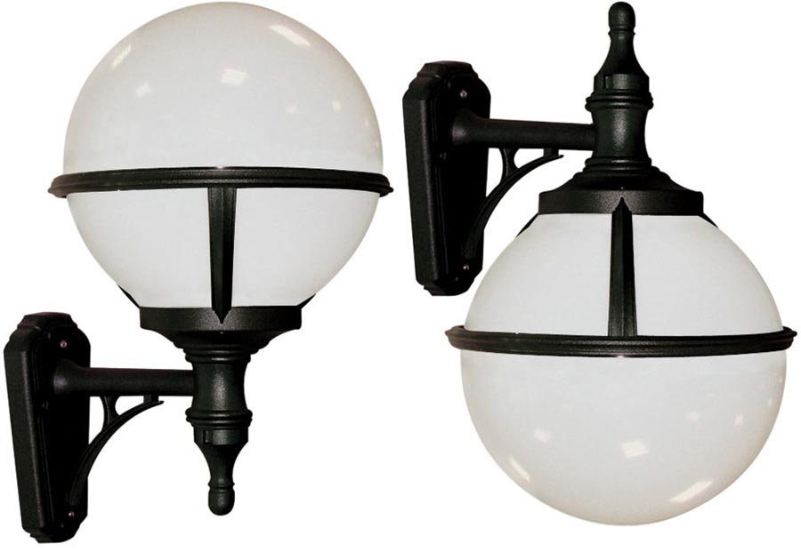 Glenbeigh Corrosion Proof Opal Globe Outdoor Wall Light Black