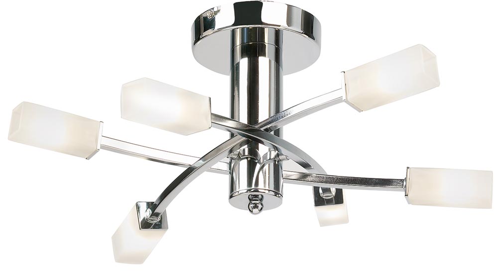 Havana Modern Polished Chrome Semi Flush 6 Light Fitting