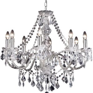 Clarence Chrome Marie Therese 8 Light Chandelier With Clear Drops