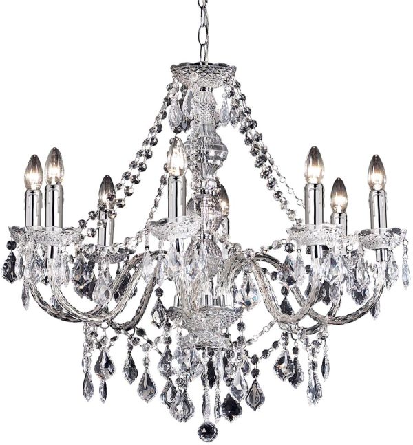 Clarence Chrome Marie Therese 8 Light Chandelier With Clear Drops