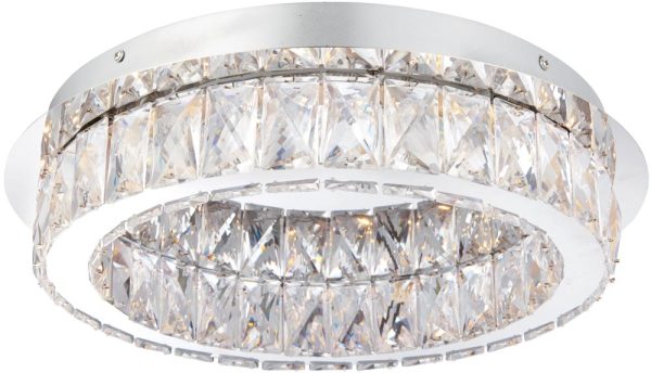 Swayze Flush Chrome 16w LED Light With Clear Faceted Drops