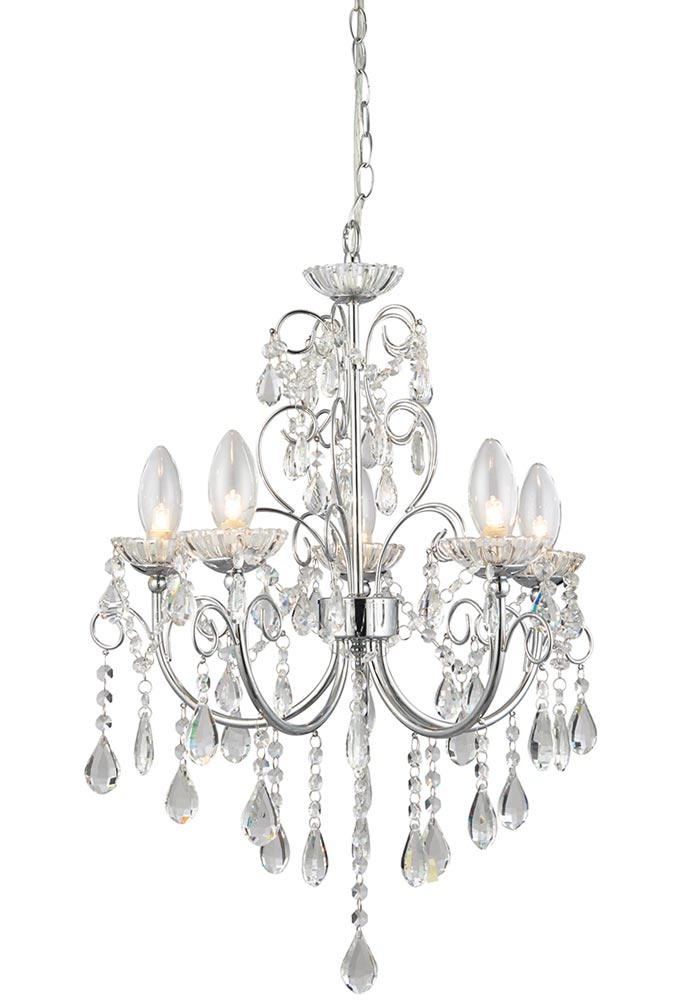 Tabitha 5 Light Crystal Bathroom Chandelier Polished Chrome