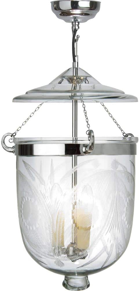 Large Polished Chrome 3 Light Fern Glass Georgian Lantern