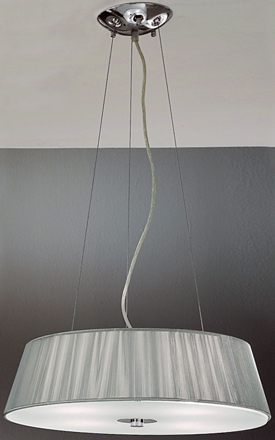 Modern 4 Lamp Pendant Ceiling Light Chrome Silver String Shade