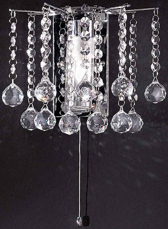 Quality 1 Lamp Switched Crystal Bathroom Wall Light Chrome IP44