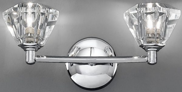 Franklite FL2162/2 Twista twin wall light in polished chrome with crystal glass shades