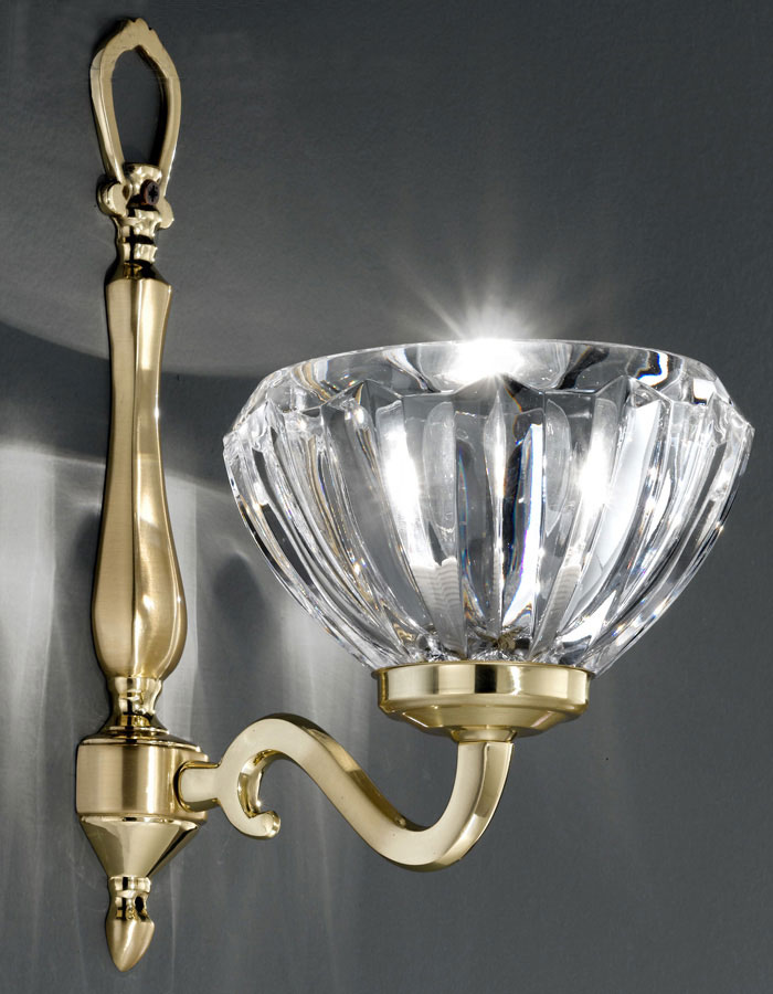 Franklite Castilla Cast Brass Single Wall Light Ribbed Crystal Shade FL2229/1/430