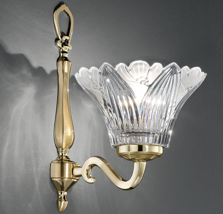 Franklite Castilla Cast Brass Single Wall Light Crystal Petal Shade FL2229/1/582