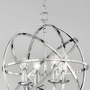 Contemporary 4 Light 43cm Pendant Globe Ceiling Light Polished Chrome