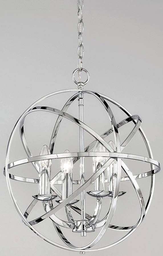 Contemporary 4 Light 43cm Pendant Globe, Globe Pendant Lamp Chrome