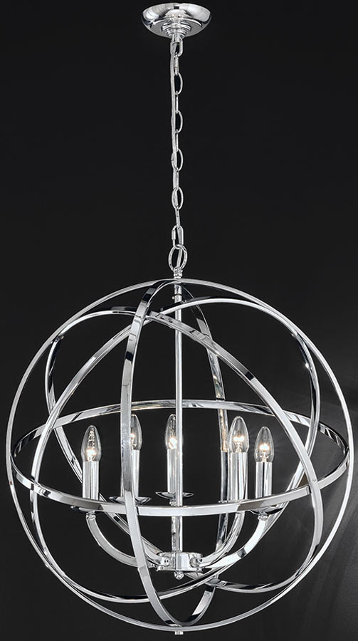 Contemporary 6 Light 55cm Pendant Globe, Globe Pendant Lamp Chrome