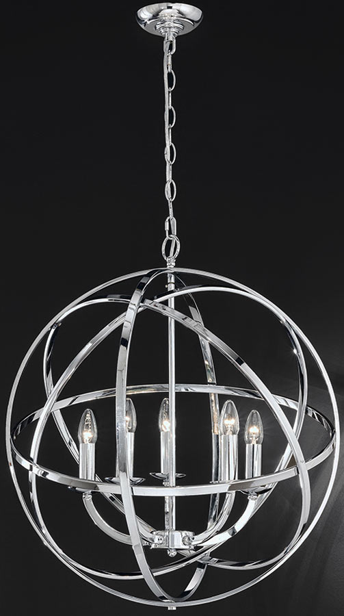 Contemporary 6 Light 55cm Pendant Globe Ceiling Light Polished Chrome