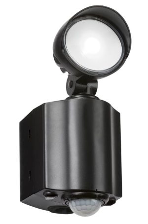 Outdoor wall security spot light 1 x 8w Cree LED and PIR in black