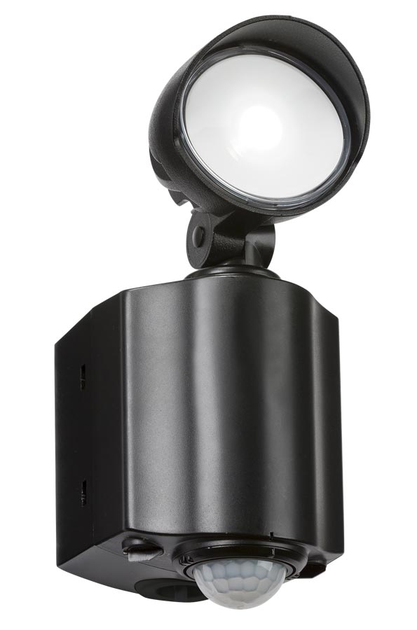 Outdoor Wall Security Spot Light 1 x 8w Cree LED PIR Black IP44