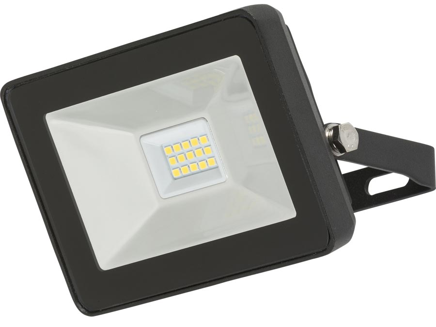 Ultra-Slim 10w LED Outdoor Security Floodlight Black IP65 1150 Lumen