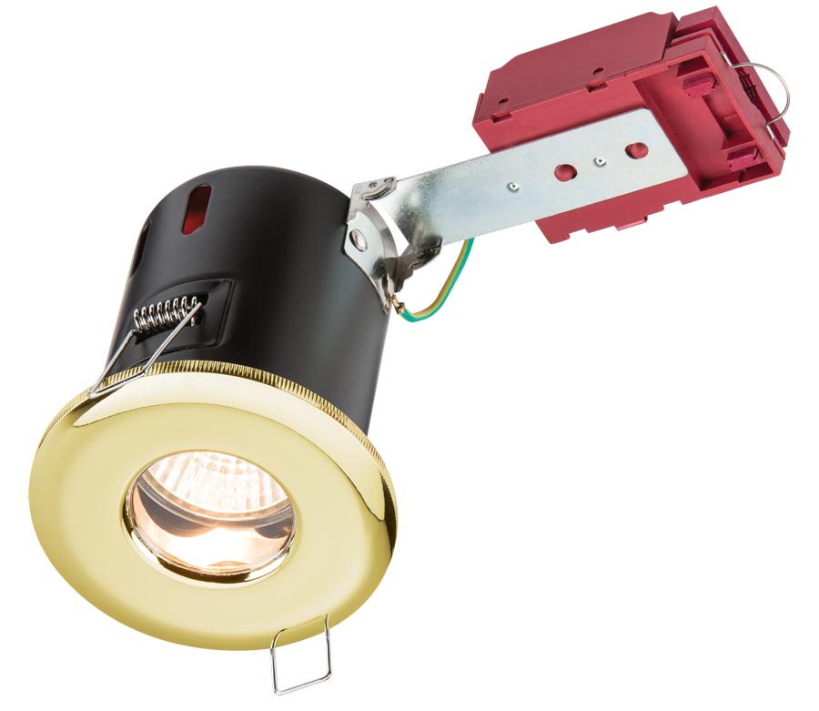 Fire Rated Bathroom Shower Down Light Polished Brass IP65