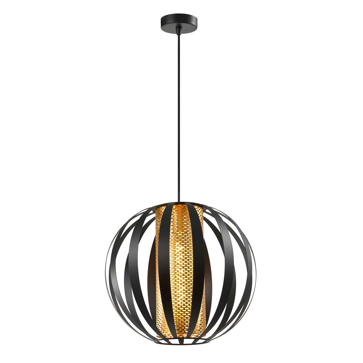 Flare Matt Black and Gold Large Single Pendant or Flush Light