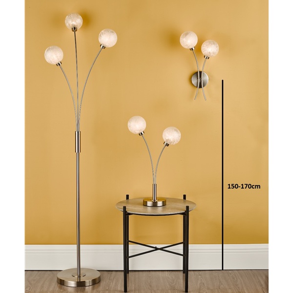 Table and floor lamp, with wall light in room setting, showing ideal height from the floor.