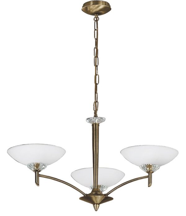 Franklite FL2010/3 Fizz soft bronze finish 3 light chandelier with satin opal glass