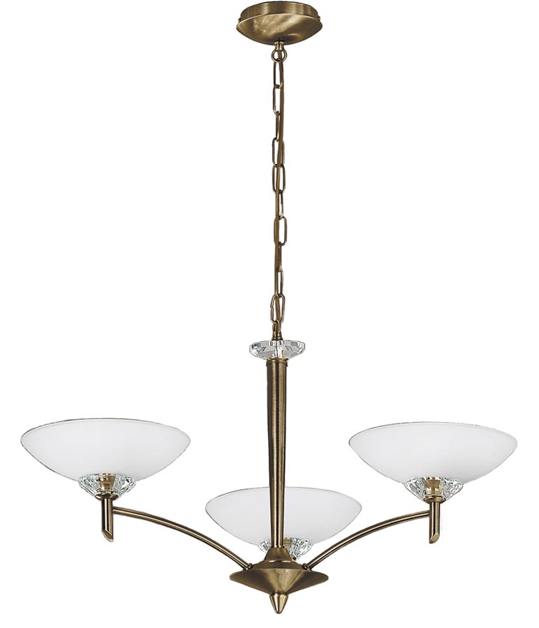 Classic Quality 3 Light Chandelier Bronze Satin Opal Glass Shades