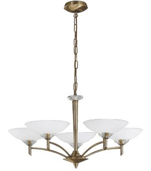 Franklite FL2010/5 Fizz soft bronze finish 5 light chandelier with satin opal glass