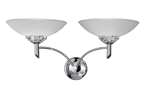 Franklite FL2006/2 Fizz polished chrome 2 light wall light with satin opal glass