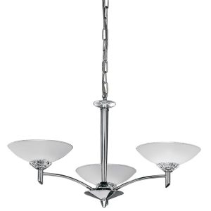 Franklite FL2006/3 Fizz polished chrome 3 light chandelier with satin opal glass