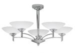 Classic Quality 5 Light Chandelier Chrome Satin Opal Glass Shades