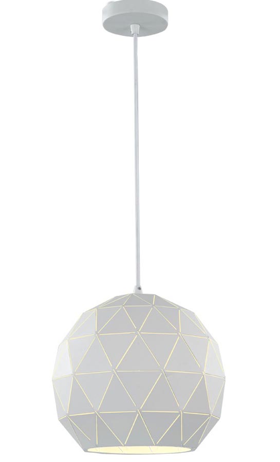 Contemporary 1 Light Medium Geometric Ceiling Pendant White