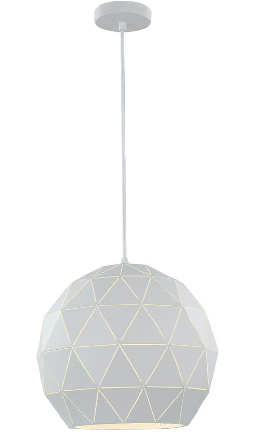 Contemporary 1 Light Large Geometric Ceiling Pendant White