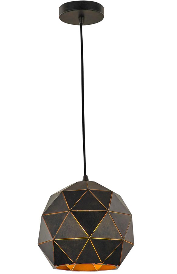 Contemporary 1 Light Small Geometric Ceiling Pendant Black / Gold