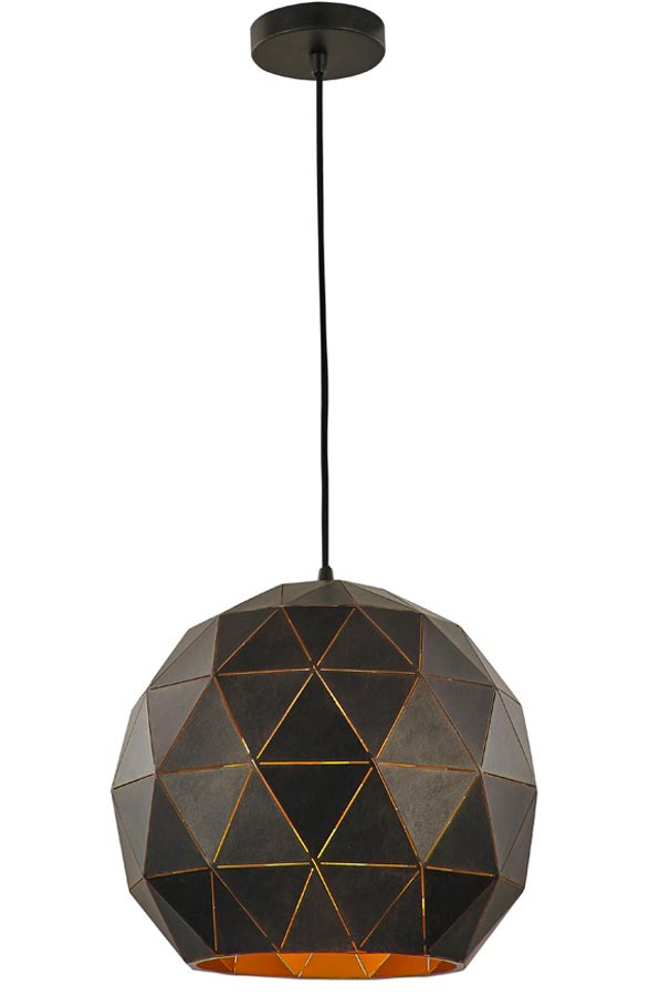 Contemporary 1 Light Large Geometric Ceiling Pendant Black / Gold