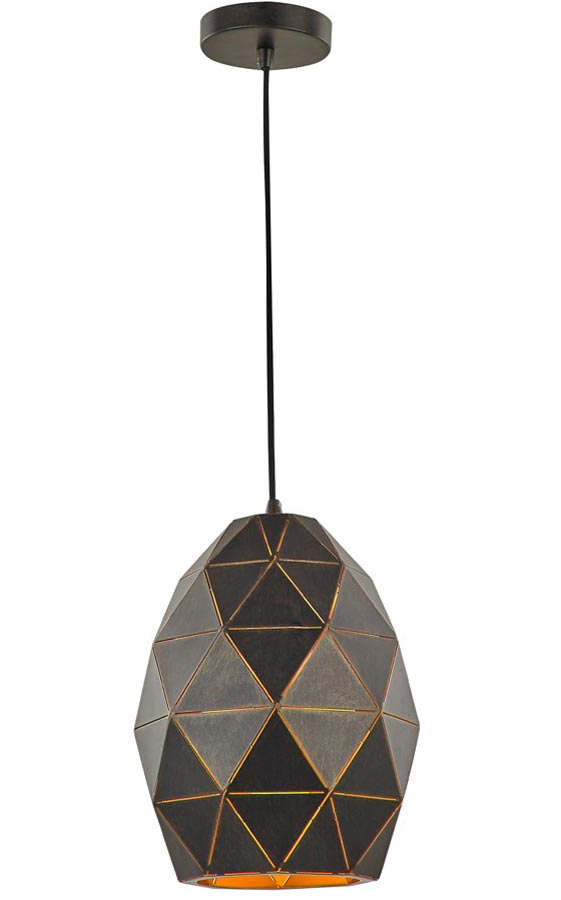 Contemporary Oval 1 Light Geometric Ceiling Pendant Black / Gold