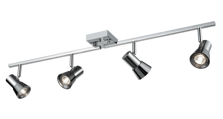 High Quality Adjustable 4 Light Ceiling Spot Light Bar Polished Chrome