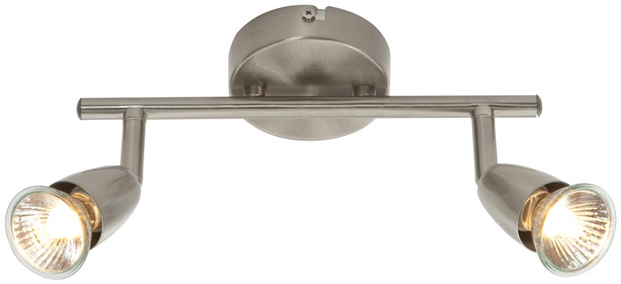 Amalfi Modern 2 Lamp Ceiling Spotlight Bar Satin Nickel