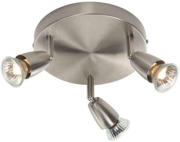 Amalfi Modern Round 3 Lamp Ceiling Spotlight Plate Satin Nickel