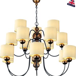 David Hunt Garbo Large 15 Light Bronze Chandelier Cream Shades