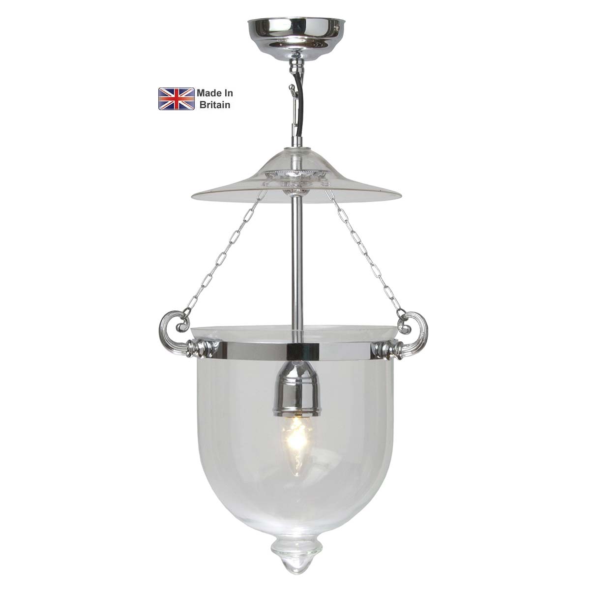 Small Chrome 1 Light Georgian Glass Hanging Lantern