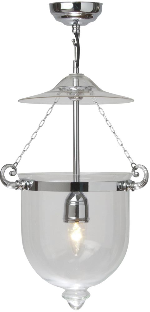 Small Chrome 1 Light Georgian Glass Hanging Lantern