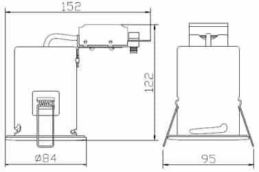 GU10 fire rated fixed bathroom down light line drawing