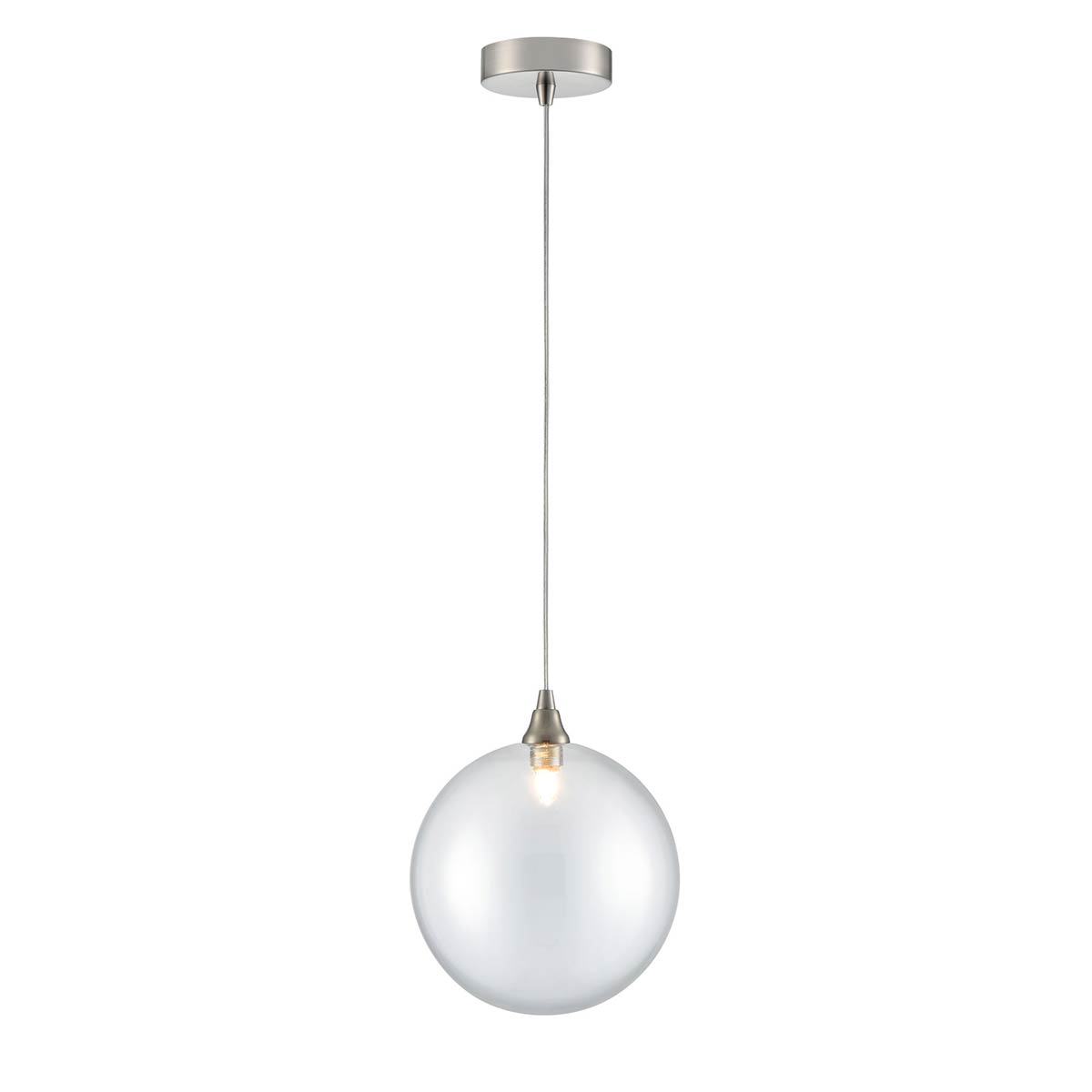 Galaxy Single Light Pendant with 20cm Glass Globe Shade in Satin Nickel