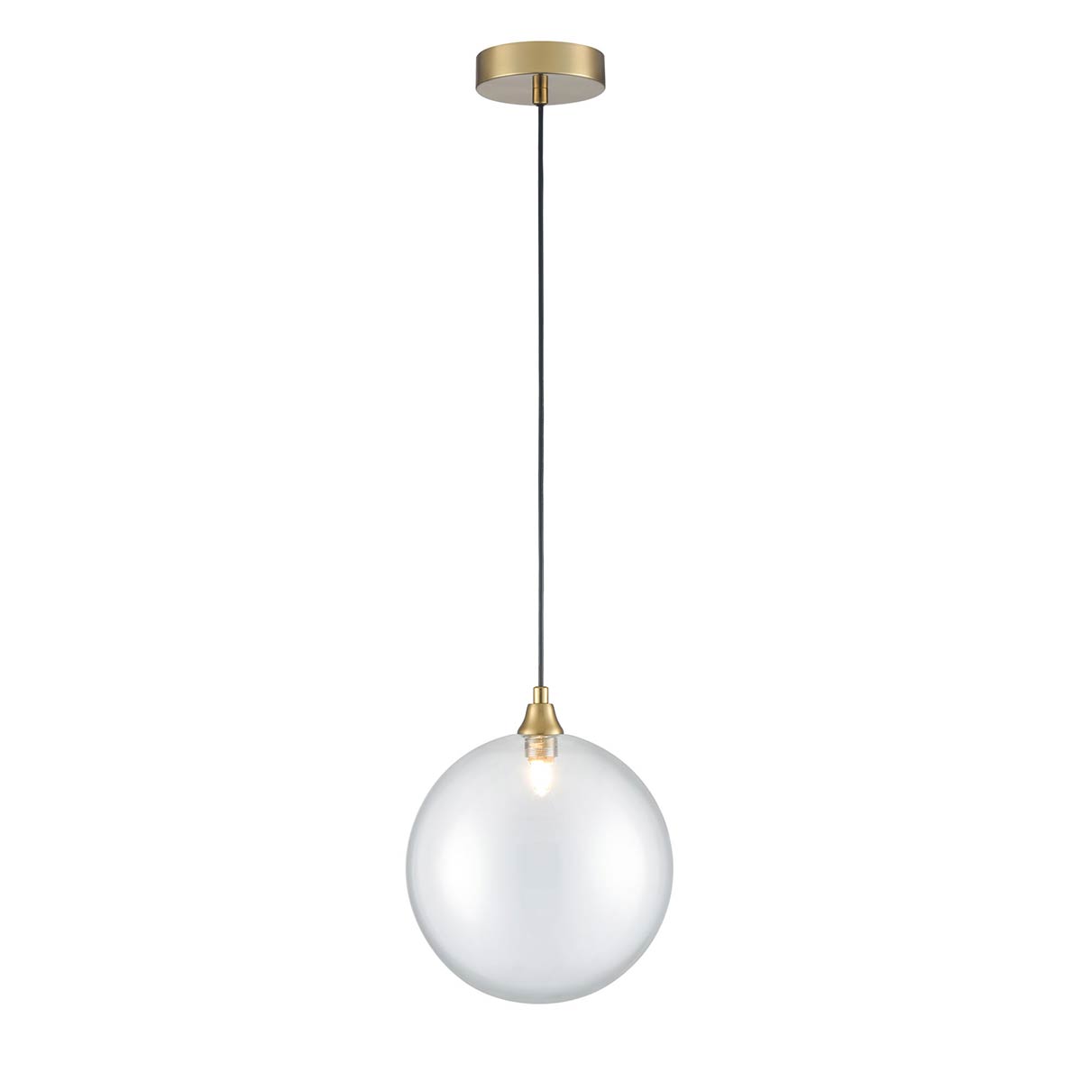Galaxy Single Light Pendant with 20cm Glass Globe Shade in Aged Brass