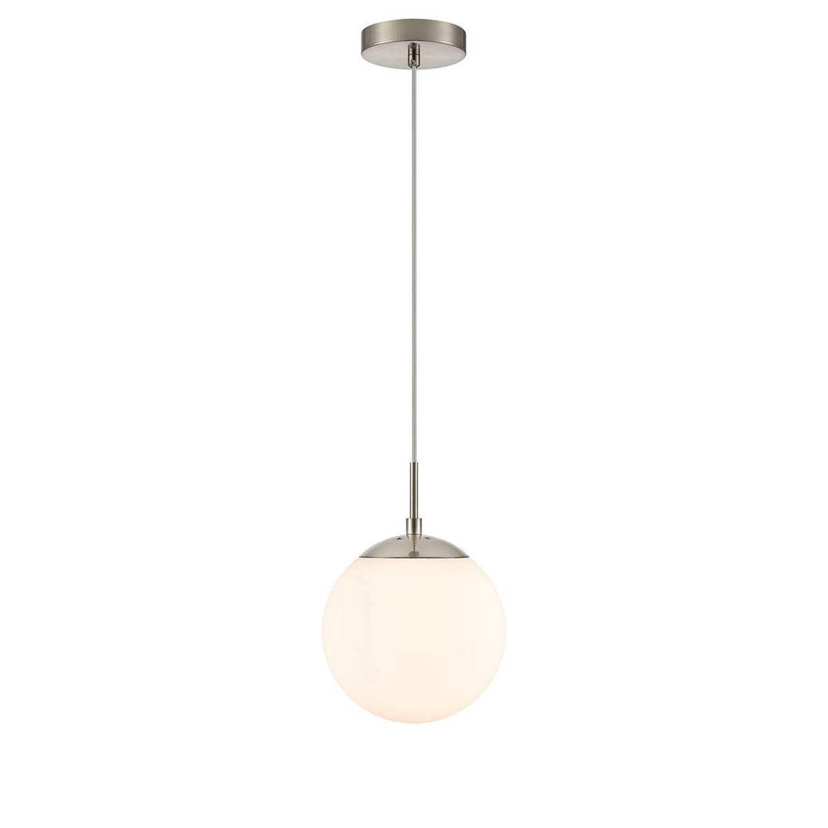 Galaxy Satin Nickel Pendant Light with 20cm Opal Glass Shade