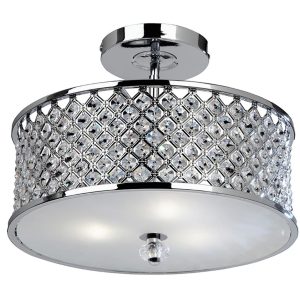 Hudson 3 Light Crystal Drum Semi Flush Ceiling Light Polished Chrome