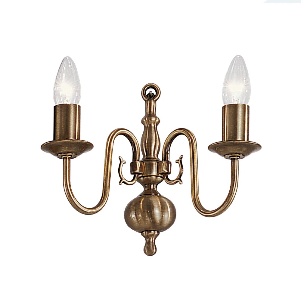 Flemish Style 2 Light Traditional Twin Wall Light Bronzed Solid Brass