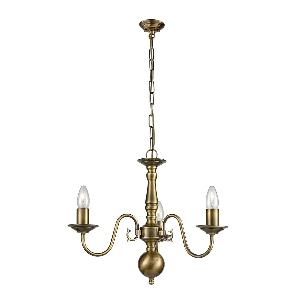 Flemish Style 3 Light Traditional Chandelier Bronzed Solid Brass